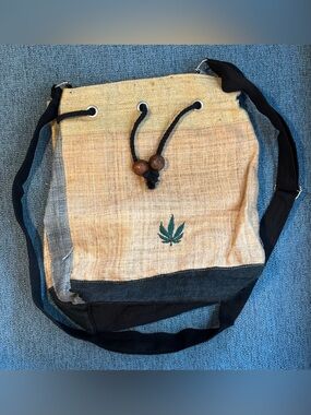 Vintage Shop Therapy 420 Mary Jane Leaf Hemp Drawstring Shoulder Sling Bag